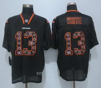 Mens Chicago Bears 13 Kevin White Nike Lights Out Black Ornamented Elite Jersey