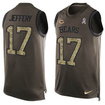 Mens Chicago Bears 17 Alshon Jeffery Green Salute To Service Hot Pressing Player Name Number Nike Nfl Tank Top Jersey