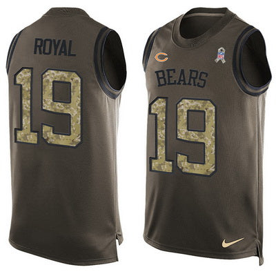 Mens Chicago Bears 19 Eddie Royal Green Salute To Service Hot Pressing Player Name Number Nike Nfl Tank Top Jersey
