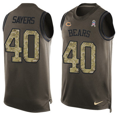 Mens Chicago Bears 40 Gale Sayers Green Salute To Service Hot Pressing Player Name Number Nike Nfl Tank Top Jersey