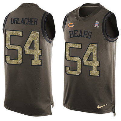 Mens Chicago Bears 54 Brian Urlacher Green Salute To Service Hot Pressing Player Name Number Nike Nfl Tank Top Jersey