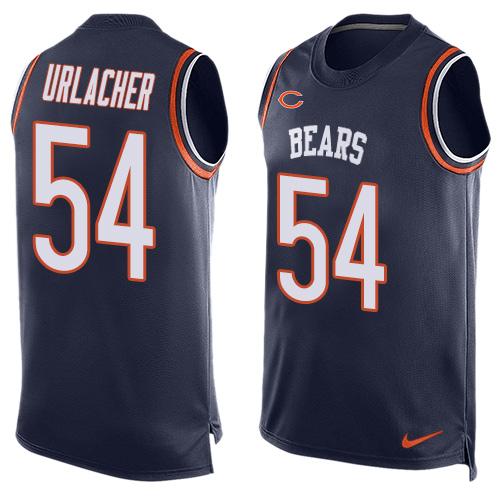Mens Chicago Bears 54 Brian Urlacher Navy Blue Hot Pressing Player Name Number Nike Nfl Tank Top Jersey