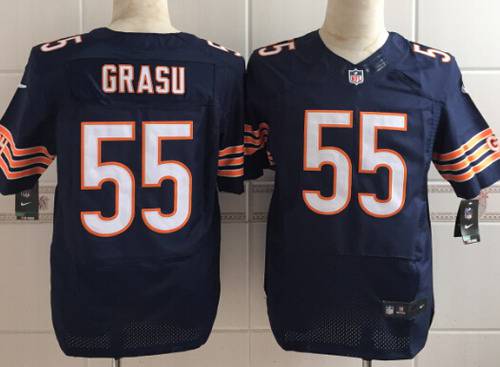 Mens Chicago Bears 55 Hroniss Grasu Nike Navy Blue Elite Jersey