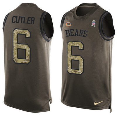 Mens Chicago Bears 6 Jay Cutler Green Salute To Service Hot Pressing Player Name Number Nike Nfl Tank Top Jersey
