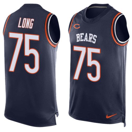 Mens Chicago Bears 75 Kyle Long Navy Blue Hot Pressing Player Name Number Nike Nfl Tank Top Jersey