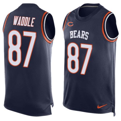 Mens Chicago Bears 87 Tom Waddle Navy Blue Hot Pressing Player Name Number Nike Nfl Tank Top Jersey