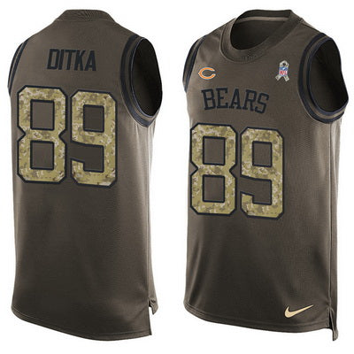 Mens Chicago Bears 89 Mike Ditka Green Salute To Service Hot Pressing Player Name Number Nike Nfl Tank Top Jersey