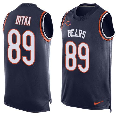 Mens Chicago Bears 89 Mike Ditka Navy Blue Hot Pressing Player Name Number Nike Nfl Tank Top Jersey