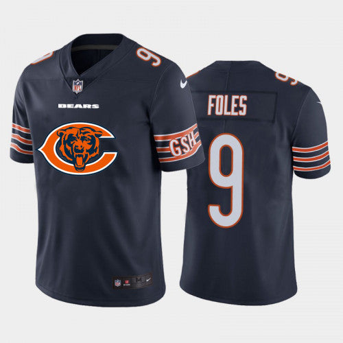 Mens Chicago Bears 9 Nick Foles Navy 2020 Team Big Logo Limited Stitched Nfl Jersey