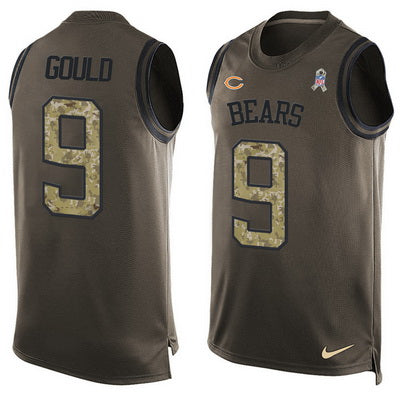 Mens Chicago Bears 9 Robbie Gould Green Salute To Service Hot Pressing Player Name Number Nike Nfl Tank Top Jersey