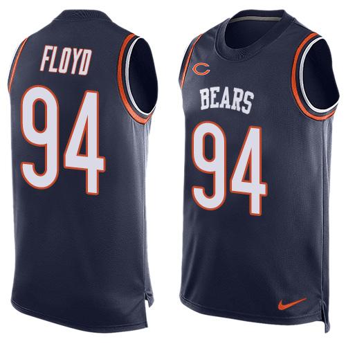 Mens Chicago Bears 94 Leonard Floyd Navy Blue Hot Pressing Player Name Number Nike Nfl Tank Top Jersey