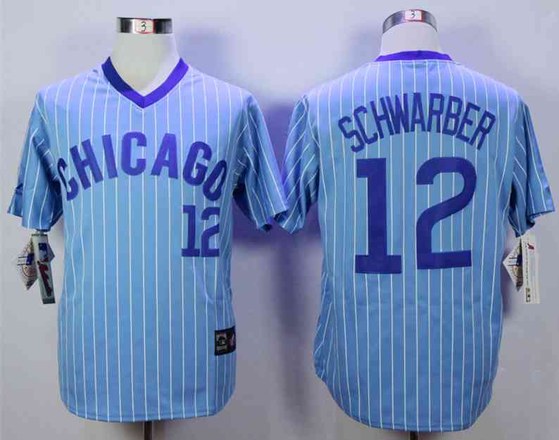 Mens Chicago Cubs 12 Kyle Schwarber 1988 Light Blue Majestic Jersey