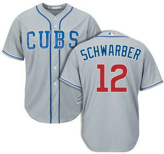 Mens Chicago Cubs 12 Kyle Schwarber Alternate Gray 2014 Mlb Cool Base Jersey