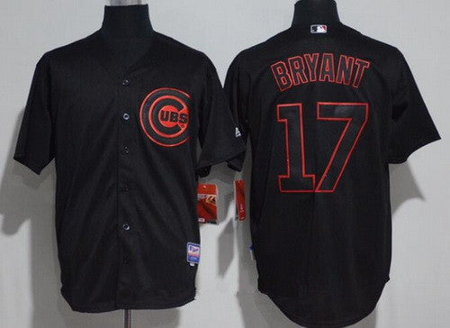 Mens Chicago Cubs 17 Kris Bryant Lights Out Black Fashion Stitched Mlb Majestic Cool Base Jersey