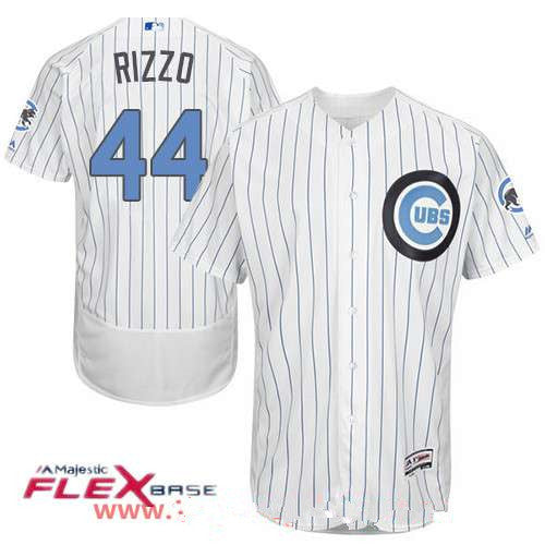 Mens Chicago Cubs 44 Anthony Rizzo White With Baby Blue Fathers Day Stitched Mlb Majestic Flex Base Jersey