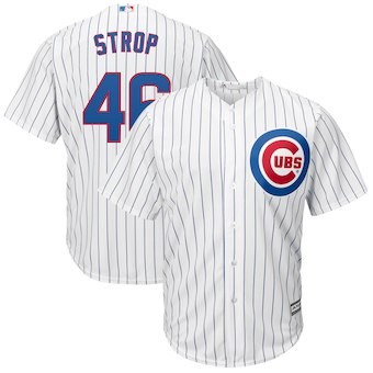 Mens Chicago Cubs 46 Pedro Strop Majestic Home White Cool Base Replica Player Jersey