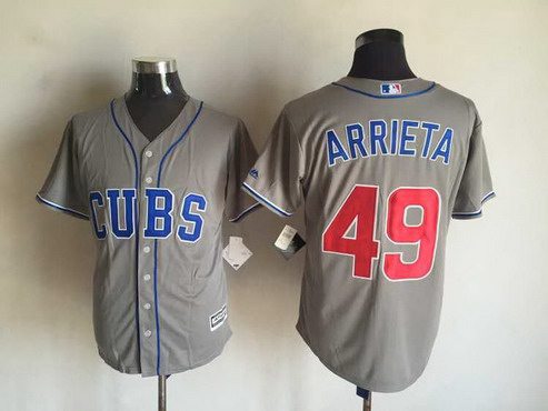 Mens Chicago Cubs 49 Jake Arrieta Gray Alternate 2015 Mlb Cool Base Jersey
