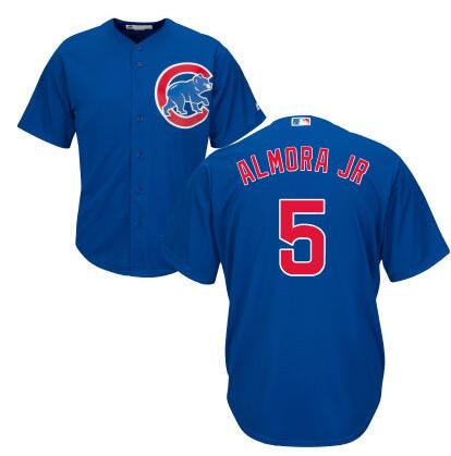 Mens Chicago Cubs 5 Albert Almora Jr Blue Cool Base Majestic Baseball Jersey
