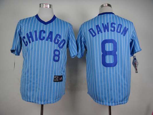 Mens Chicago Cubs 8 Andre Dawson 1988 Light Blue Majestic Jersey