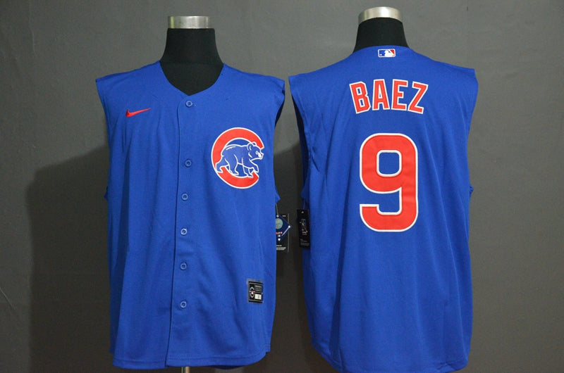 Mens Chicago Cubs 9 Javier Baez Blue 2020 Cool And Refreshing Sleeveless Fan Stitched Mlb Nike Jersey