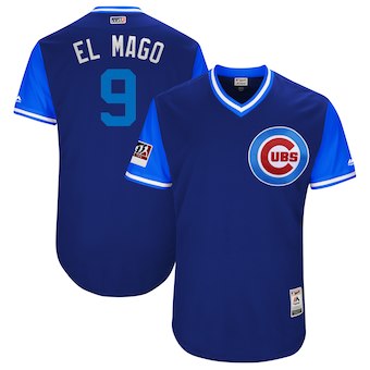 Mens Chicago Cubs 9 Javier Baez El Mago Majestic Roya 2018 Players Weekend Authentic Jersey