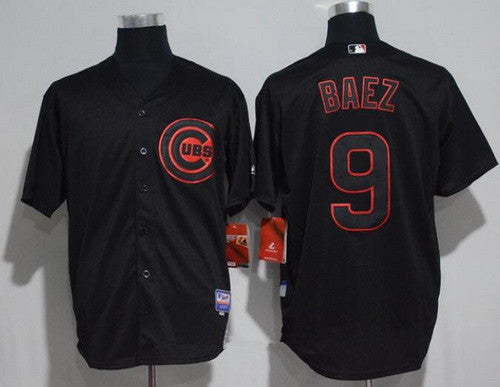 Mens Chicago Cubs 9 Javier Baez Lights Out Black Fashion Stitched Mlb Majestic Cool Base Jersey