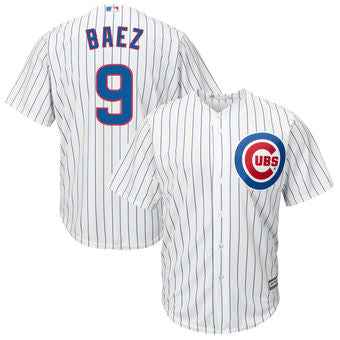 Mens Chicago Cubs 9 Javier Baez Majestic White Home Cool Base Player Jersey