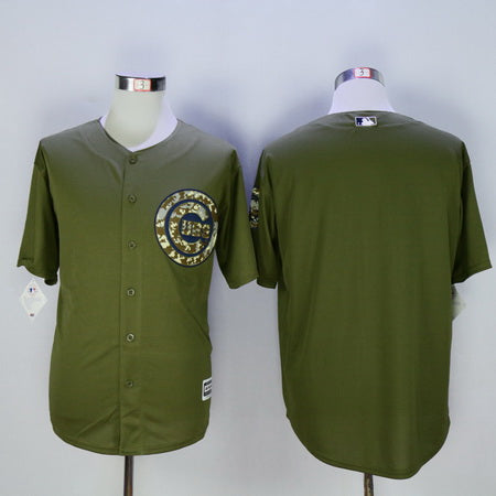 Mens Chicago Cubs Blank Green Salute To Service Cool Base Baseball Jersey