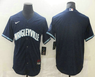 Mens Chicago Cubs Blank Navy Blue 2021 City Connect Stitched Mlb Cool Base Nike Jersey