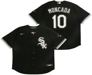 Mens Chicago White Sox 10 Yoan Moncada Black Stitched Mlb Cool Base Nike Jersey