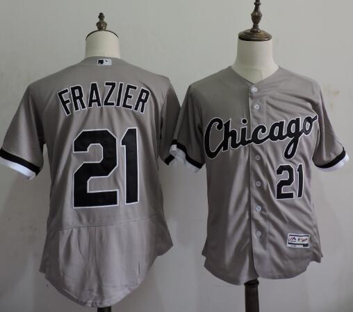 Mens Chicago White Sox 21 Todd Frazier Gray Road 2016 Flexbase Majestic Baseball Jersey