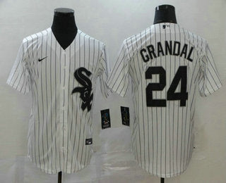 Mens Chicago White Sox 24 Yasmani Grandal White Stitched Mlb Cool Base Nike Jersey