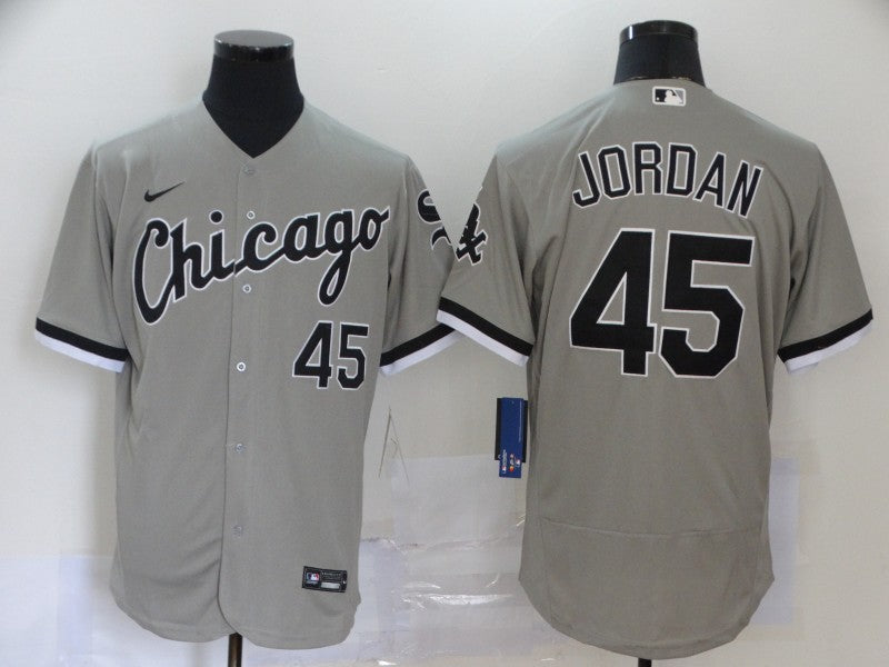 Mens Chicago White Sox 45 Michael Jordan Grey Stitched Mlb Flex Base Nike Jersey
