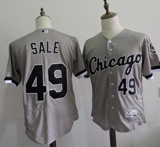 Mens Chicago White Sox 49 Chris Sale Gray Road 2016 Flexbase Majestic Baseball Jersey