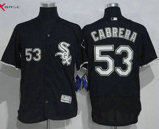 Mens Chicago White Sox 53 Melky Cabrera Black Stitched Mlb 2016 Majestic Flex Base Jersey