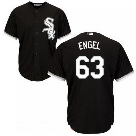 Mens Chicago White Sox 63 Adam Engel Black Stitched Mlb Majestic Cool Base Jersey