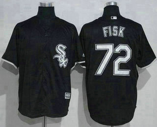 Mens Chicago White Sox 72 Carlton Fisk Black New Cool Base Stitched Mlb Jersey