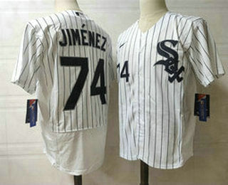 Mens Chicago White Sox 74 Eloy Jimenez White Pinstripe Stitched Mlb Flex Base Nike Jersey