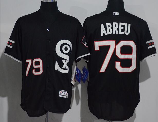 Mens Chicago White Sox 79 Jose Abreu Black Retro Stitched Mlb 2016 Majestic Flex Base Jersey