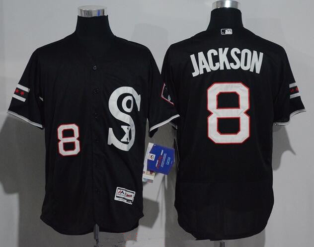 Mens Chicago White Sox 8 Bo Jackson Black Retro Stitched Mlb 2016 Majestic Flex Base Jersey