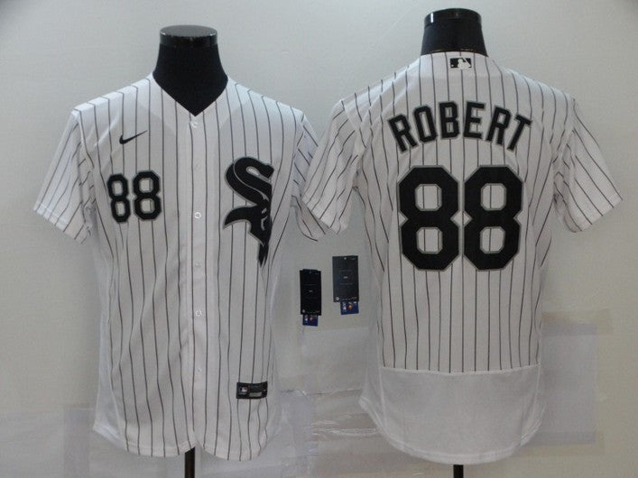 Mens Chicago White Sox 88 Luis Robert White Pinstripe Stitched Mlb Flex Base Nike Jersey