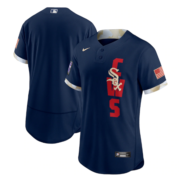 Mens Chicago White Sox Blank 2021 Navy All star Flex Base Stitched Mlb Jersey