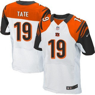Mens Cincinnati Bengals 19 Brandon Tate White Road Nfl Nike Elite Jersey