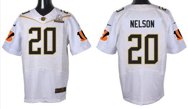 Mens Cincinnati Bengals 20 Reggie Nelson White 2016 Pro Bowl Nike Elite Jersey