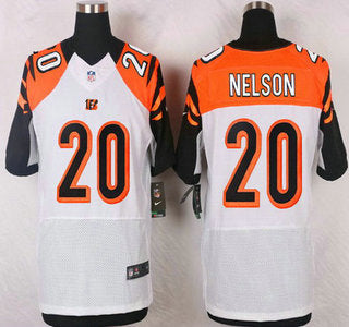 Mens Cincinnati Bengals 20 Reggie Nelson White Road Nfl Nike Elite Jersey