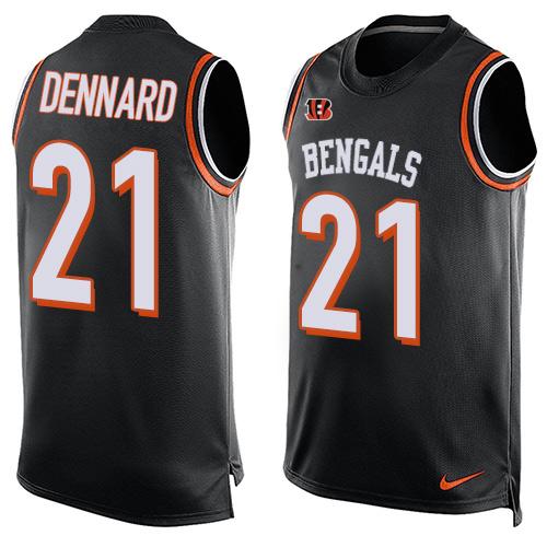 Mens Cincinnati Bengals 21 Darqueze Dennard Black Hot Pressing Player Name Number Nike Nfl Tank Top Jersey