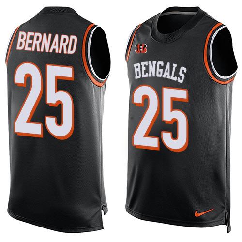 Mens Cincinnati Bengals 25 Giovani Bernard Black Hot Pressing Player Name Number Nike Nfl Tank Top Jersey