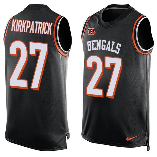 Mens Cincinnati Bengals 27 Dre Kirkpatrick Black Hot Pressing Player Name Number Nike Nfl Tank Top Jersey