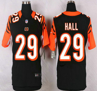 Mens Cincinnati Bengals 29 Leon Hall Black Team Color Nfl Nike Elite Jersey