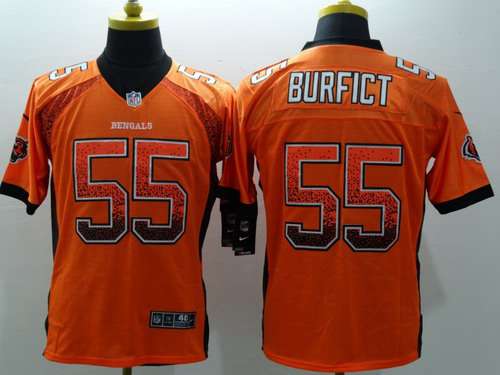 Mens Cincinnati Bengals 55 Vontaze Burfict Nike Drift Fashion Orange Elite Jersey